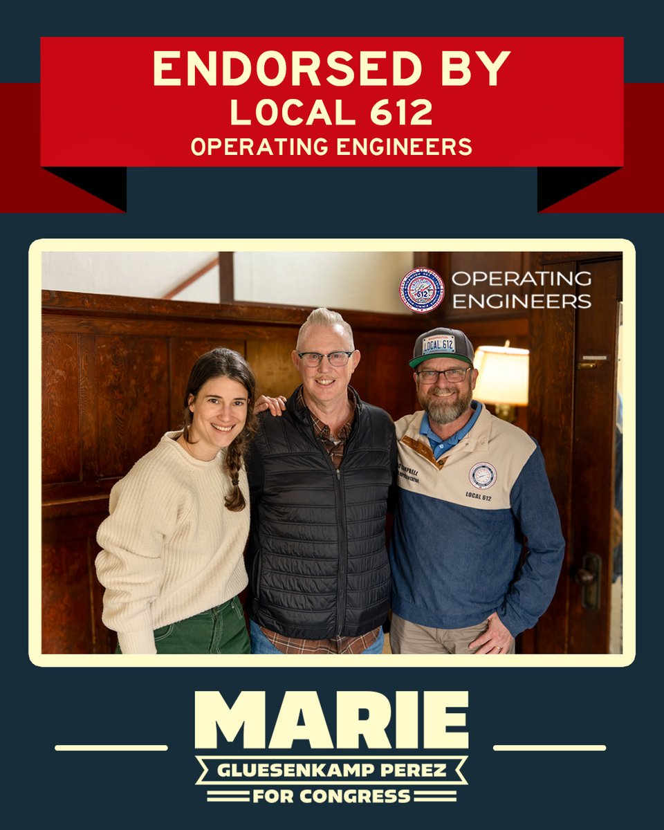 MGPforCongress's tweet photo. Local 612's Operating Engineers build the roads, bridges, and ports SW Washington runs on. These are the people who actually do the work, and I'm proud to have earned their endorsement. And I'll keep showing up to make sure there are good-paying union jobs for this generation and the next.