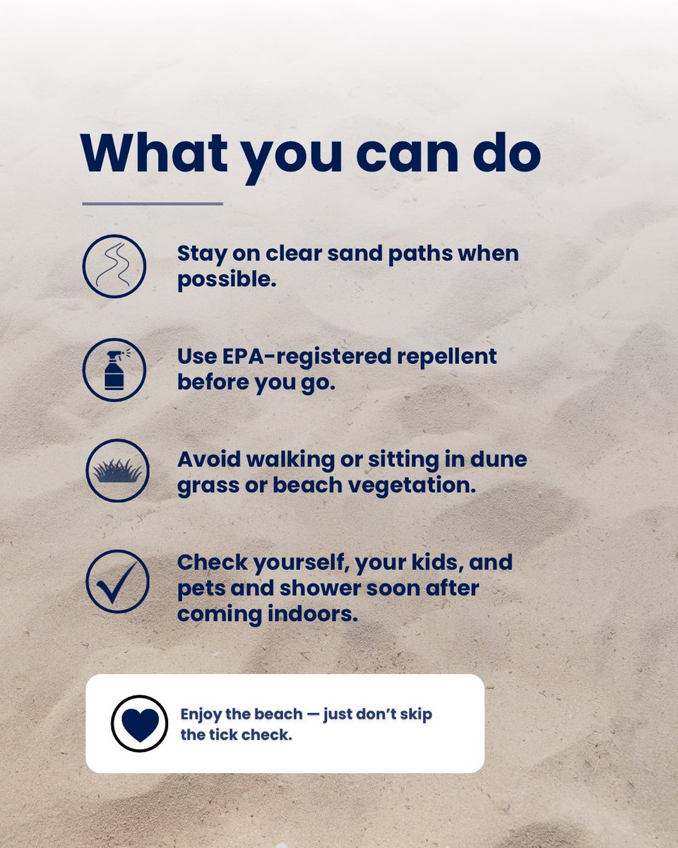 LymeAlliance's tweet photo. Ticks at the beach? It’s more common than you think. 🏖️

Pleasure Beach in Bridgeport, CT closed for the 2025 season after invasive ticks were found in the area.

A reminder that tick exposure doesn’t take a break at the beach. 👣

#tickseason #betickaware https://t.co/pToa3B2rFj