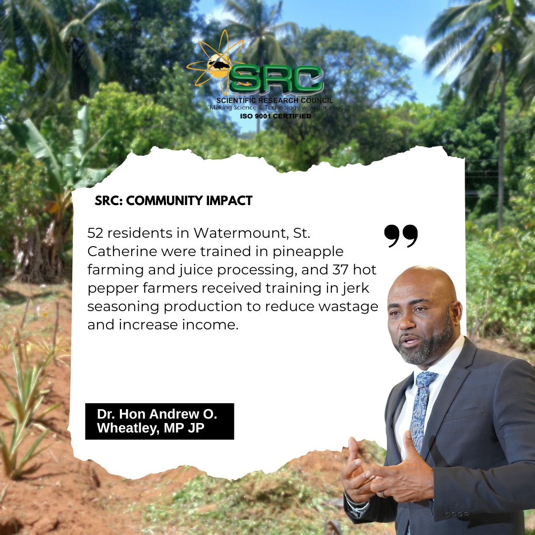 SRCJamaica's tweet photo. Impact through training in the community - excerpt from Dr. Hon Andrew O. Wheatley's  Sectoral Presentation. https://t.co/21KJmna4lw