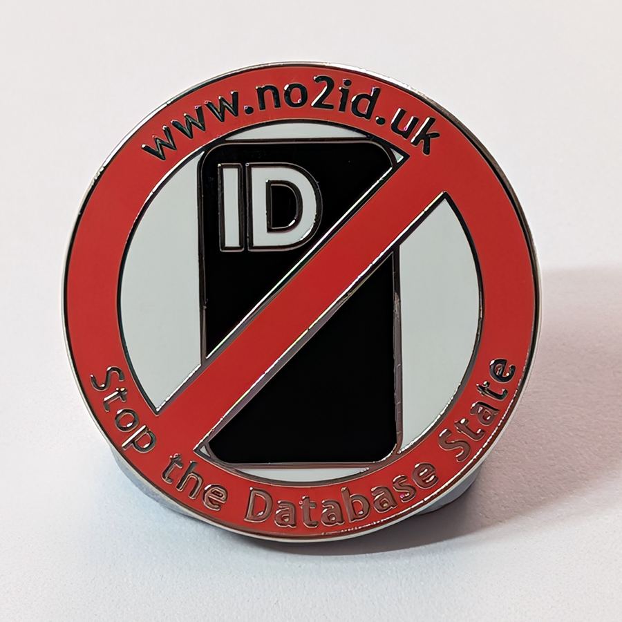 EinsteinsAttic's tweet photo. With thanks to all who donated so we could do the first production run, our new 2026-style #NO2ID enamel pin badges are now on sale:

https://t.co/si63c2tLVl https://t.co/rIdqisPiII