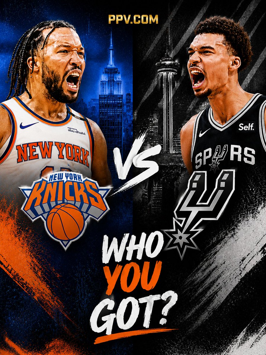 ppv_com's tweet photo. BIG GAME 1 ENERGY TONIGHT 🏀🔥

Knicks or Spurs? Lock in those predictions 👇

#NBAFinals https://t.co/0YcJgedZLN