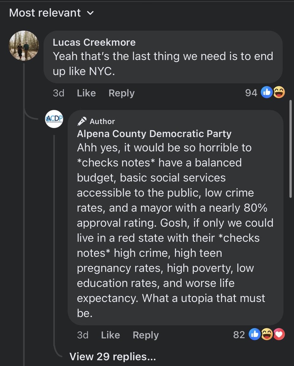AustinHoney30's tweet photo. The Alpena county Democratic Party is going to war for AES in comment sections https://t.co/gOoFNKdLpd