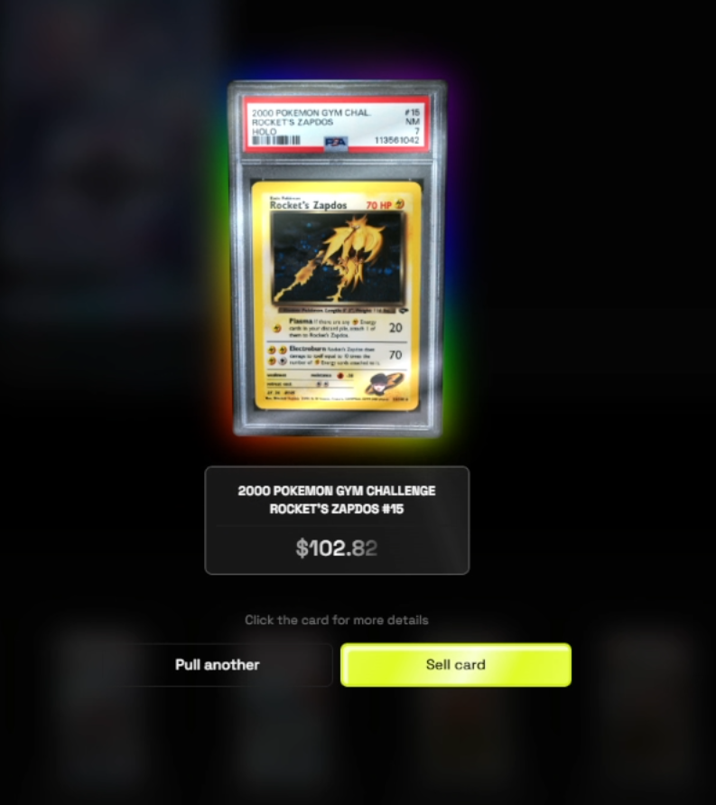 EduMock's tweet photo. I'm going to start reviewing different RWA collectible platforms from a collector's perspective and giving honest feedback.

First up: @gacha_game_ 

Things I liked:
👉🏻 Good variety of Pokémon and One Piece pools across different price points
👉🏻 You can see a large portion of the chase cards before pulling
👉🏻 Market values are transparent and powered by ALT
👉🏻 The anime-style presentation and music give it more personality than some sites.

Things I'd improve:
👉🏻 The "Buy Now" button on the landing page shouldn't be the first thing new users see
👉🏻 Sellbacks are 87%, which feels a bit low compared to the ~90% I've seen elsewhere
👉🏻 The sellback flow needs more transparency. Show exactly how much you're receiving and require confirmation before the sale is finalized
👉🏻 Some of the card curation feels too value-focused rather than collector-focused. Not every $100+ card is a card people actually want to own

My biggest takeaway:
Lean harder into anime.
More unique collectibles, more niche chases, more personality. That's what could separate them from the growing number of similar platforms.

Overall: solid foundation, a few UX issues, but worth checking out if you're into Pokémon, One Piece, and collectible-based gacha platforms.