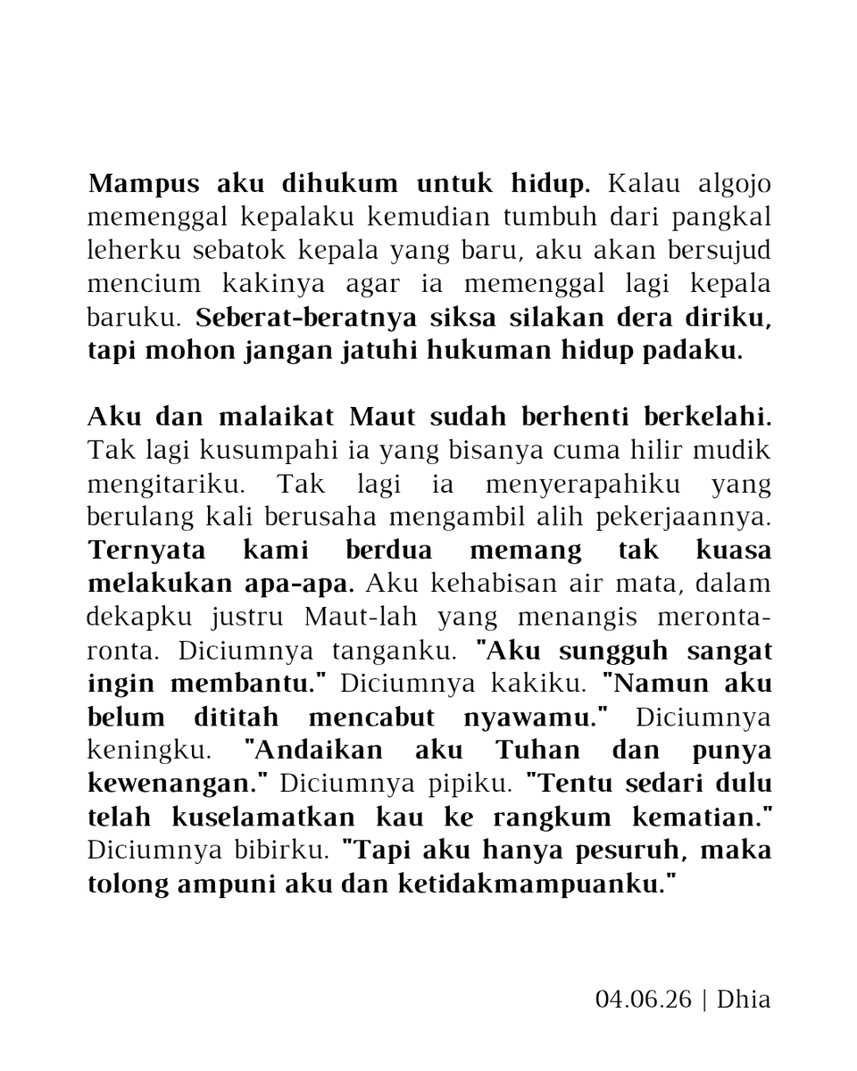 swwicide's tweet photo. selamatkan aku ke dalam kematian, dua puluh dua.

tw / cw : death , religious distress , body imagery , extreme devotion https://t.co/HvvLFkLghy