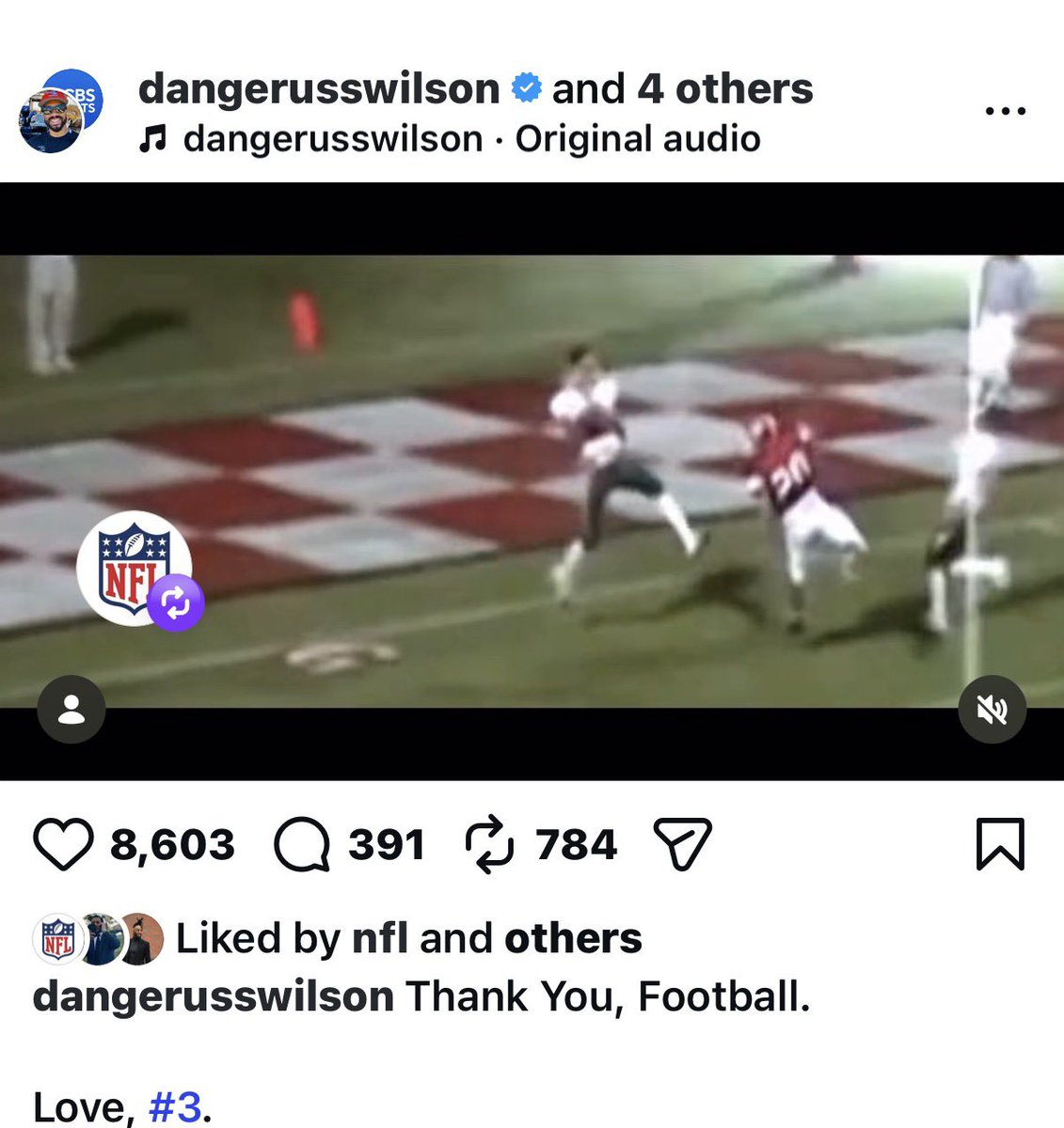 RapSheet's tweet photo. Russell Wilson says goodbye and thank you to football. 
https://t.co/SKx3XI65qn https://t.co/wVxusLBWL5