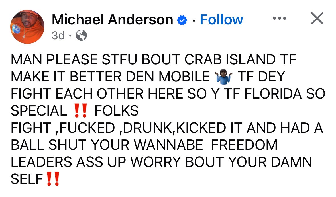 bookitdamnit's tweet photo. @WallStreetApes This happened in Destin, Florida last week and when you wonder why they act like this just read this FB post. If you can even translate……they are as ignorant, stupid and lazy. But god forbid you called them a Spook https://t.co/Su4omIFDTm