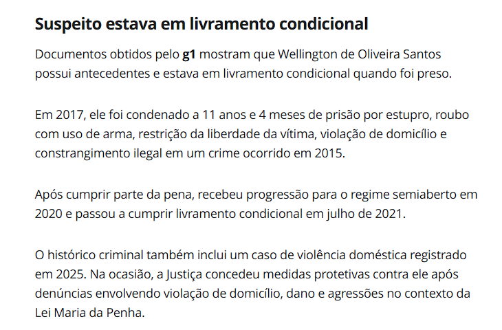 Markus0n's tweet photo. @LigiaLySB @g1 Falar uma vírgula sobre o vagabundo que já foi preso e tava em progressão de pena. https://t.co/hDoo7yBisC