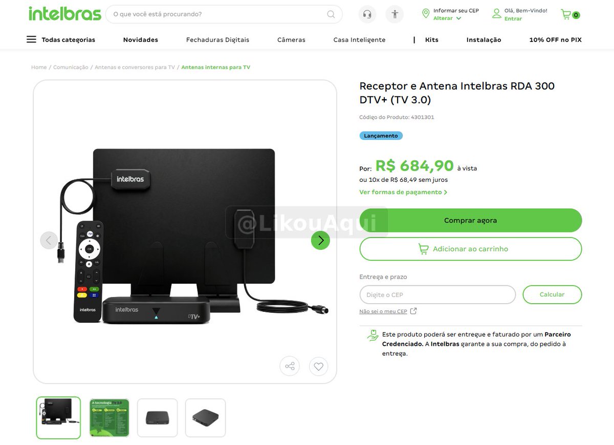 linkouAqui's tweet photo. 🚨Agora: Intelbras começa a vender o seu receptor para a DTV+ em seu site, inclusive adicionando uma lista de cidades ao qual o sinal pode ser acessível. https://t.co/ND3rPw0yWV
