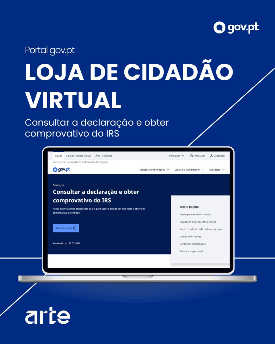 arte_gov_pt's tweet photo. Precisa de consultar a declaração ou obter o comprovativo do IRS?🤔📄
Pode fazê-lo a qualquer momento através da Loja de Cidadão Virtual do portal gov.pt.💻
🔗Saiba mais sobre este serviço em https://t.co/RycdiQGSNl.
#ARTEGov #GOVPT #IRS #CMD #PRR #NextGenEU #ConstruirOFuturo https://t.co/2idOUQuz58