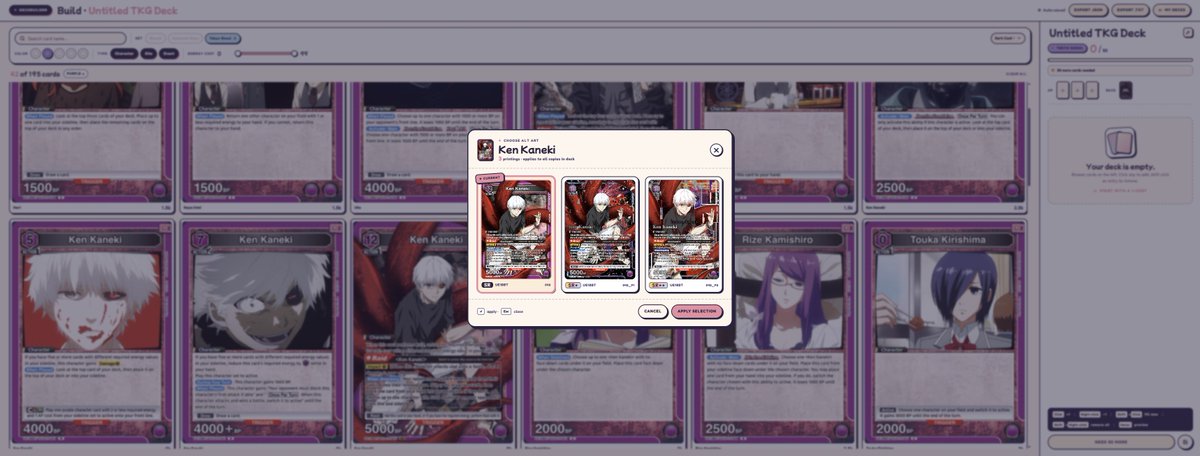 FaviTCG's tweet photo. Tokyo Ghoul is finished, full card logic built out and tested, alts are foiled. Bleach Volume 1 testing 95% done, each set getting easier to import than the last because of systems built for scale. Beta test soon. https://t.co/yL3tuZ7Lxc