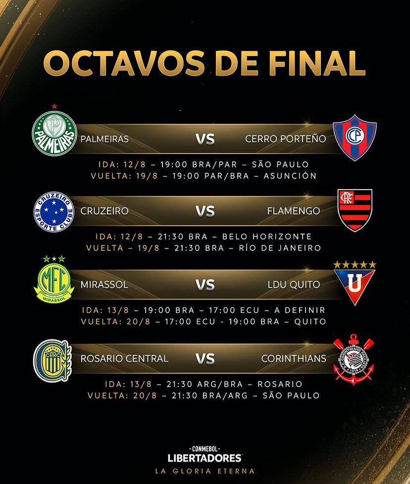 MundoCentralOf's tweet photo. 🗓🇺🇦 CONMEBOL dio a conocer los días y horarios de las llaves de Octavos de la Copa #Libertadores

🏠 #RosarioCentral recibirá a Corinthians el jueves 13/8 a las 21:30 horas

👋🏻 La vuelta será el jueves 20/8 a las 21:30 horas https://t.co/xjCdF0vo47