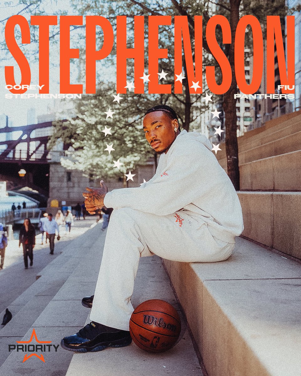PrioritySports's tweet photo. The sharpshooter out of @FIUHoops 🎯

A new chapter begins for Corey Stephenson.

#PriorityFam | #NBADraft2026 | @STBCOREY https://t.co/fVnKr8J1kA