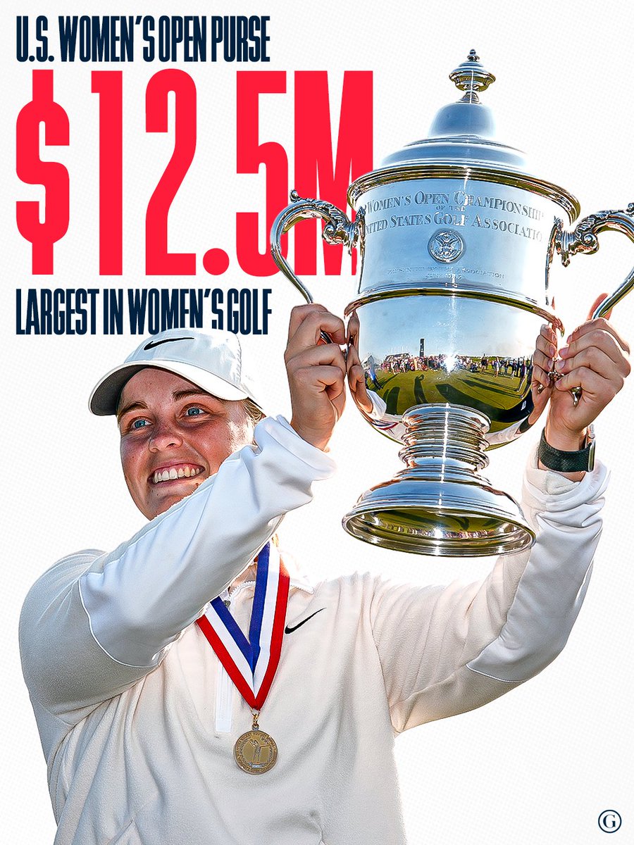 GOLF_com's tweet photo. LARGEST PURSE IN WOMEN'S GOLF. 👏

The USGA announced a $500K increase for the purse at this year's U.S. Women's Open, bringing the total to $12.5 million. https://t.co/7mafOUYZ2i