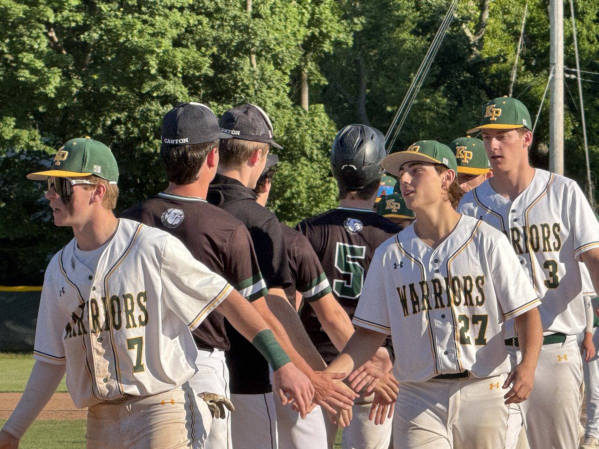 Digucator's tweet photo. Congrats to KP for advancing to the next round of @MIAA033  Base ball with a win today 17 to 4. A hat tip to Canton Baseball for making it to the Round of 16. Thank you  Bulldogs for a great season. @Bulldog_CHS @CantonCommunity 
@cantonathletics @kphathletics  @KP_Baseball https://t.co/bLh0X8n8fw