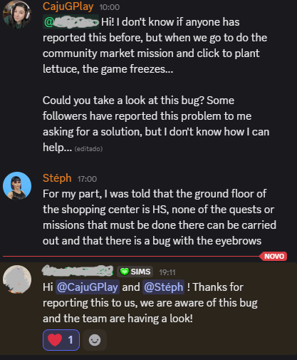 cajugplay's tweet photo. Sobre os relatos da missão do Mercado Comunitário do The Sims Freeplay, onde está com um bug na hora de colocar o alface nos canteiros! 🥬 Falei com a equipe do TSFP e eles já estão cientes desses problemas, e estão investigando o que está acontecendo.   + https://t.co/17s8Tr5Z6h