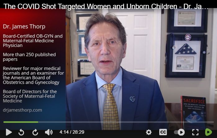 AmyContrada's tweet photo. The COVID Shot Targeted Women and Unborn Children - Jun 3, 2026

Dr. James Thorp is one of the few doctors in maternal-fetal medicine who publicly protested the COVID shots as directly deadly to his unborn baby patients. And Dr. Thorp witnessed the carnage firsthand, documented it, published papers, and then they threatened his license. Dr. Thorp shares the shocking data they have tried to keep hidden, even still today.
https://t.co/d9gFPzRT7W