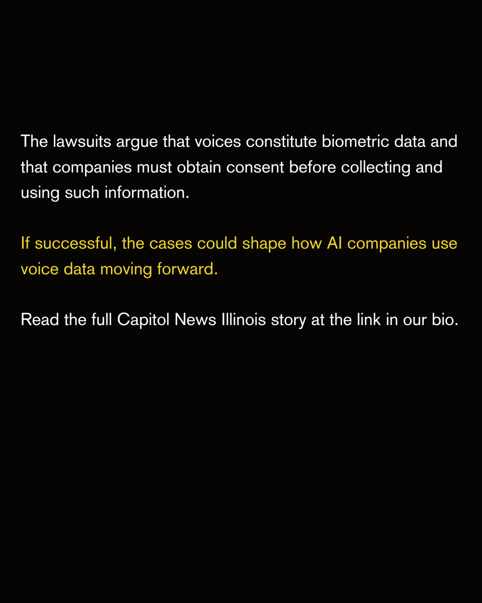 invinst's tweet photo. Invisible Institute reporter Yohance Lacour and former investigations editor Alison Flowers have joined a lawsuit alleging major tech companies used their voices without consent to train AI systems.

Read more via Capitol News Illinois: https://t.co/uImiUk6jC6 https://t.co/Iwd3NPFIk9