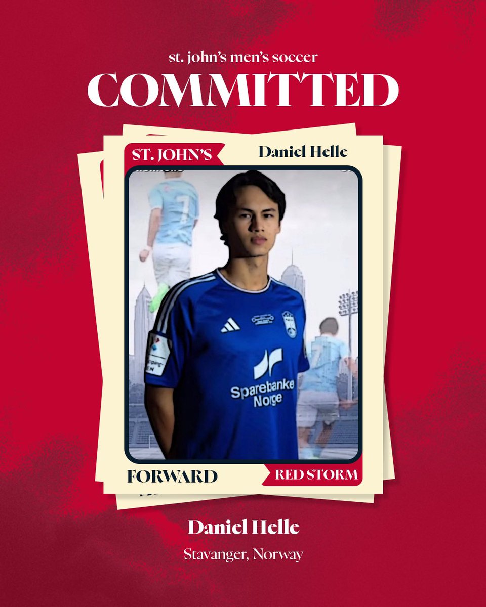 StJohnsMSoccer's tweet photo. From Norway to New York 🗽

Welcome to the squad, Daniel ⚡️

#RedStorm https://t.co/ygjvp5s7Vi