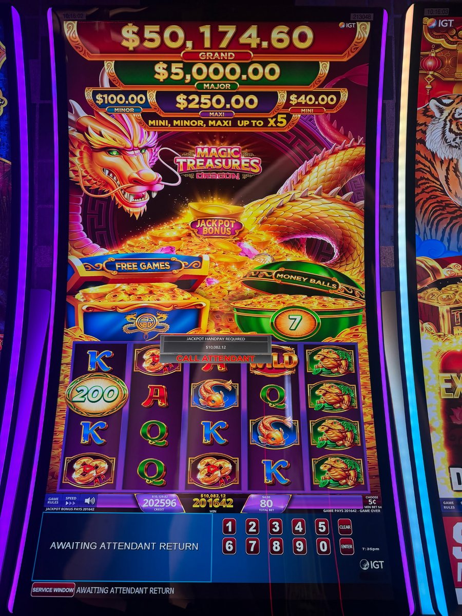 palacestation's tweet photo. Magic Treasures Dragon Jackpot at Palace Station! $10,082.12 🤑 https://t.co/F1z5NPRXIp