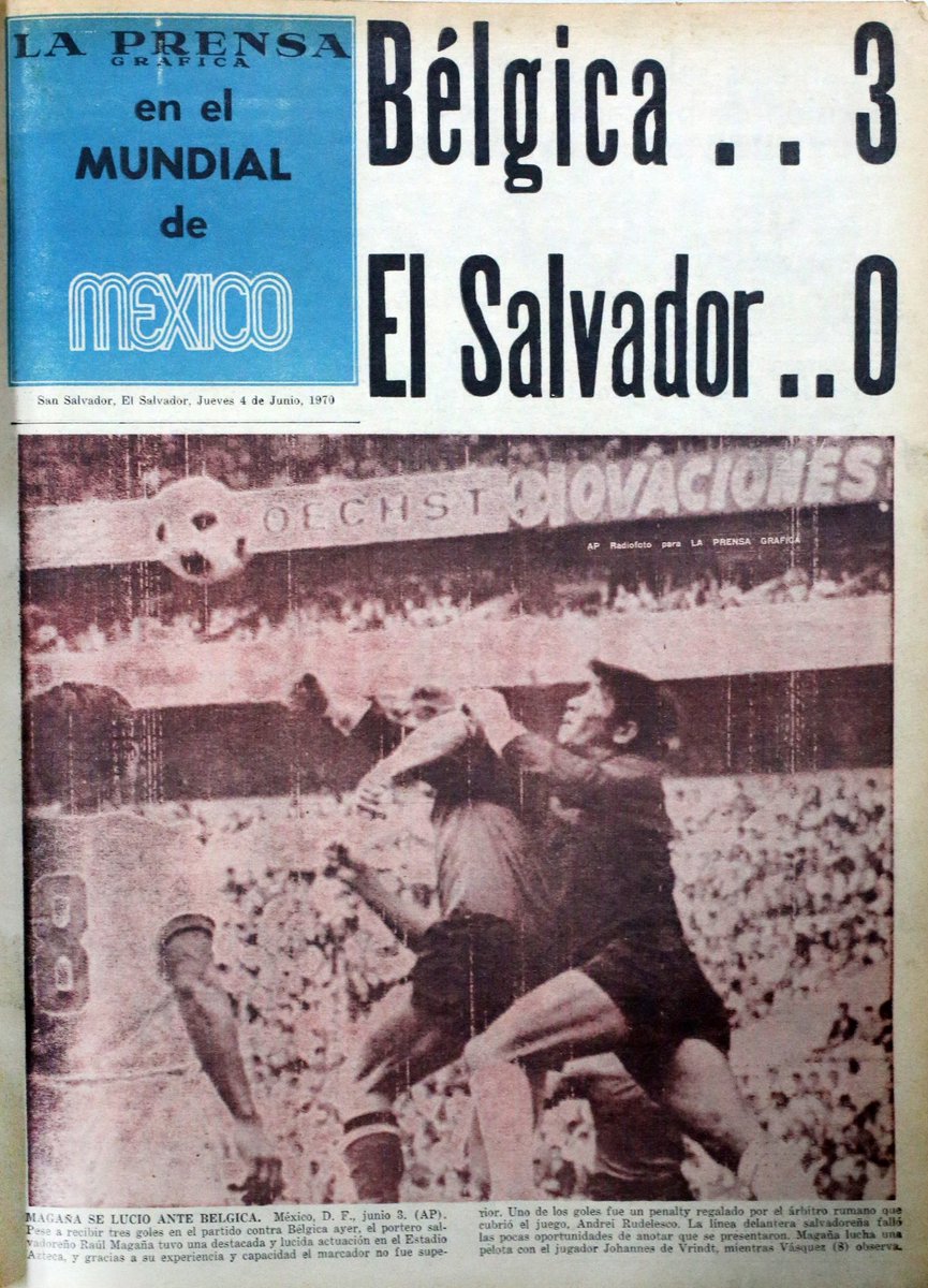 elgraficionado's tweet photo. 🌎 Un día como hoy, El Salvador se presentó ante el mundo. El primer capítulo de nuestra historia mundialista. 🇸🇻

✍🏽 Bélgica 3-0 El Salvador, en el estadio Azteca. 🏟️ https://t.co/KcUbdOrLsf
