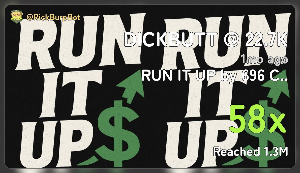 696_eth's tweet photo. touching grass was interrupted by $dickbutt 

we caught a juicy 58x on ETH when noone was watching

only in @runitup_group 

join for free https://t.co/9D76EHGbZP https://t.co/SjUm4l9ERV