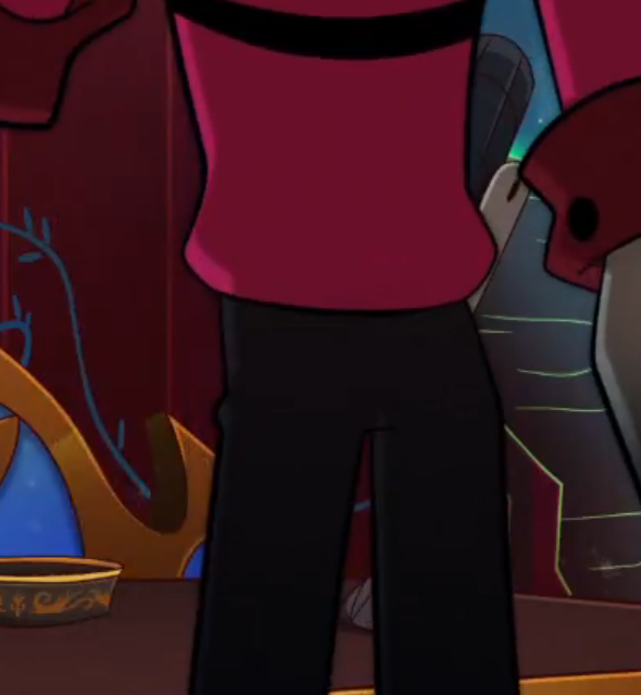 AlienAnatomyTC's tweet photo. I'm saying, Vox is a liar, ain't no way Alastor squeezed even a small tail in there. Where? Go ahead and come at me for being an anti-tail truther lol I'm just saying WHERE? https://t.co/1kPJxSayEZ