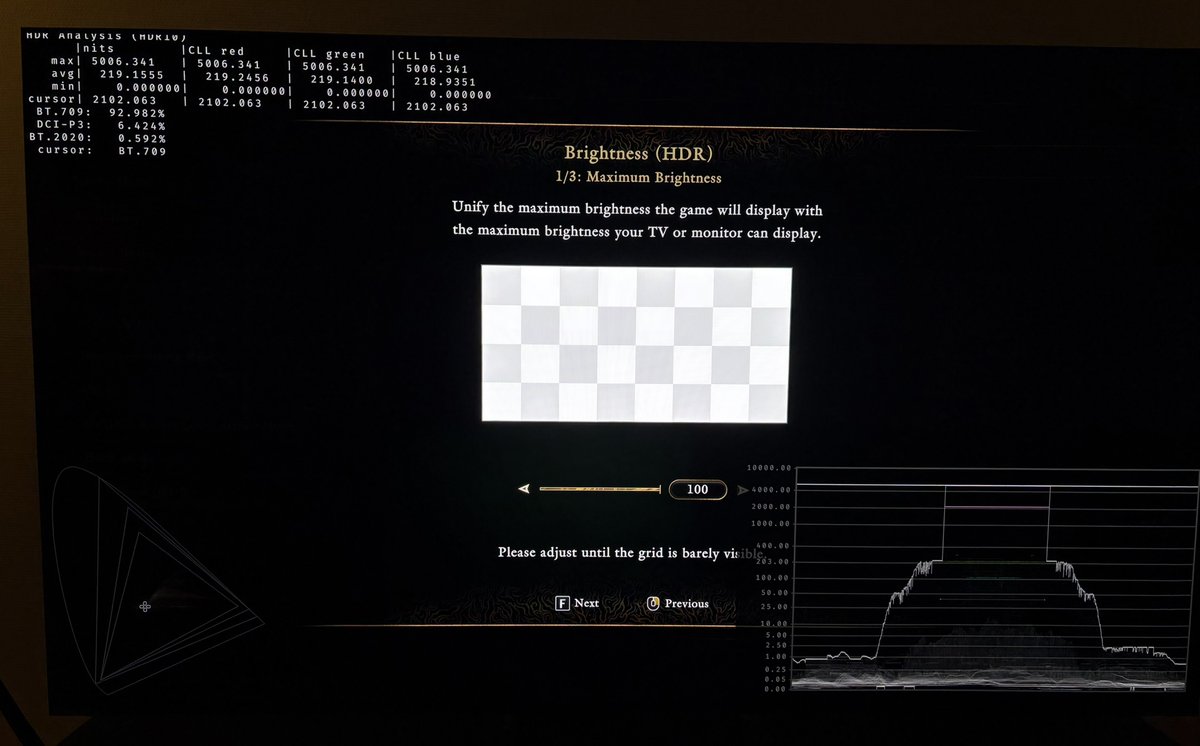 HDRgameAnalysis's tweet photo. A quick look at HDR in the demo for Onimusha: Way of The Sword on PC, Xbox and Playstation consoles.

It's HDR as bad as it gets 😑

- Max brightness is only 670 nits
- HDR and SDR look vastly different
- Black level raise.

When we start up the demo, the game asks us to setup HDR using the setup screens in picture 2 and 3.

The first screen goes up to 2100 nits. Why ask us to do that if the game only outputs 670 nits in-game (see picture 4) ???

It's only a 30 minute demo, so just set the maximum brightness slider all the way to the right, leave the brightness slider at default, and enjoy the demo.

 I hope they improve HDR in the final game.