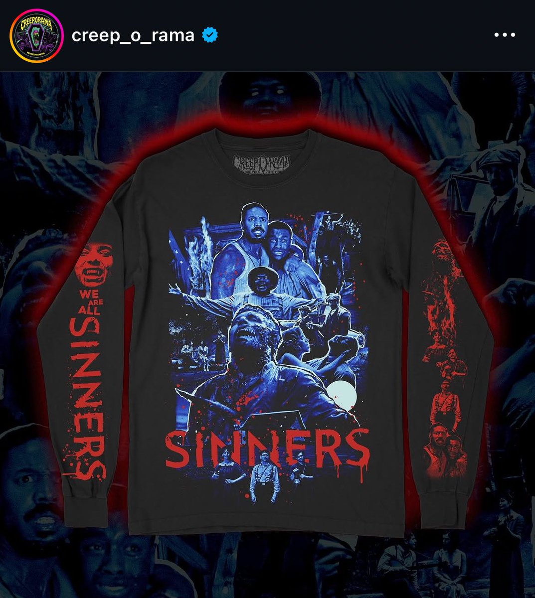 0ddsam's tweet photo. Cornbread being right in the middle of this sinners merch oh creep o rama you DID THAT https://t.co/yJAP4IOZpf
