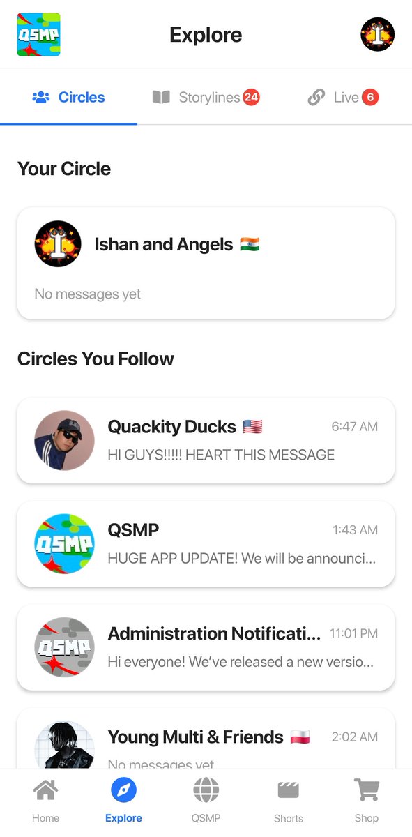 Khatarnak_Ishan's tweet photo. Our circle is live on QSMP app. I will post there about atoryline so you won't miss out on things https://t.co/v6K9hA5C6Z