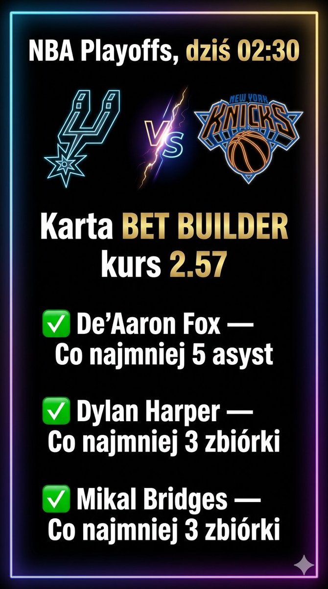 LukiPl9's tweet photo. ZACZYNAMY FINAŁ PLAY OFF
Moje propozycje na dubelki
Link w komentarzu 👇👇 https://t.co/bnMsRIHHxo