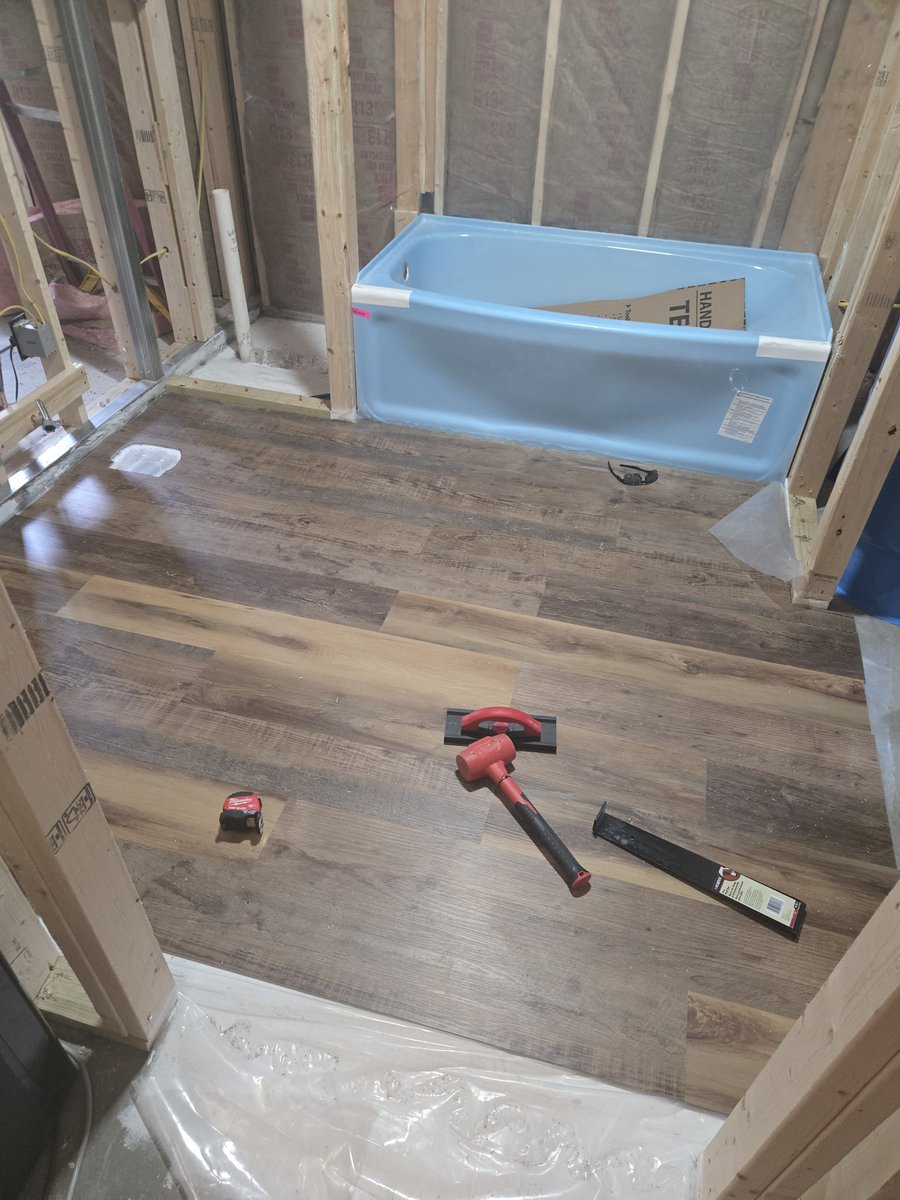 GypsyD24's tweet photo. Well we almost had a toilet today🤣

Took me a bit to get things situated but I got the floor in

Went to put flange in, didn't fit, too tall

Trimmed it as far as possible

Looks to be about a 3/8ths to 1/2 too tall still

Going to try shimming it tomorrow, see if it looks okay https://t.co/lkPFnP5y4b