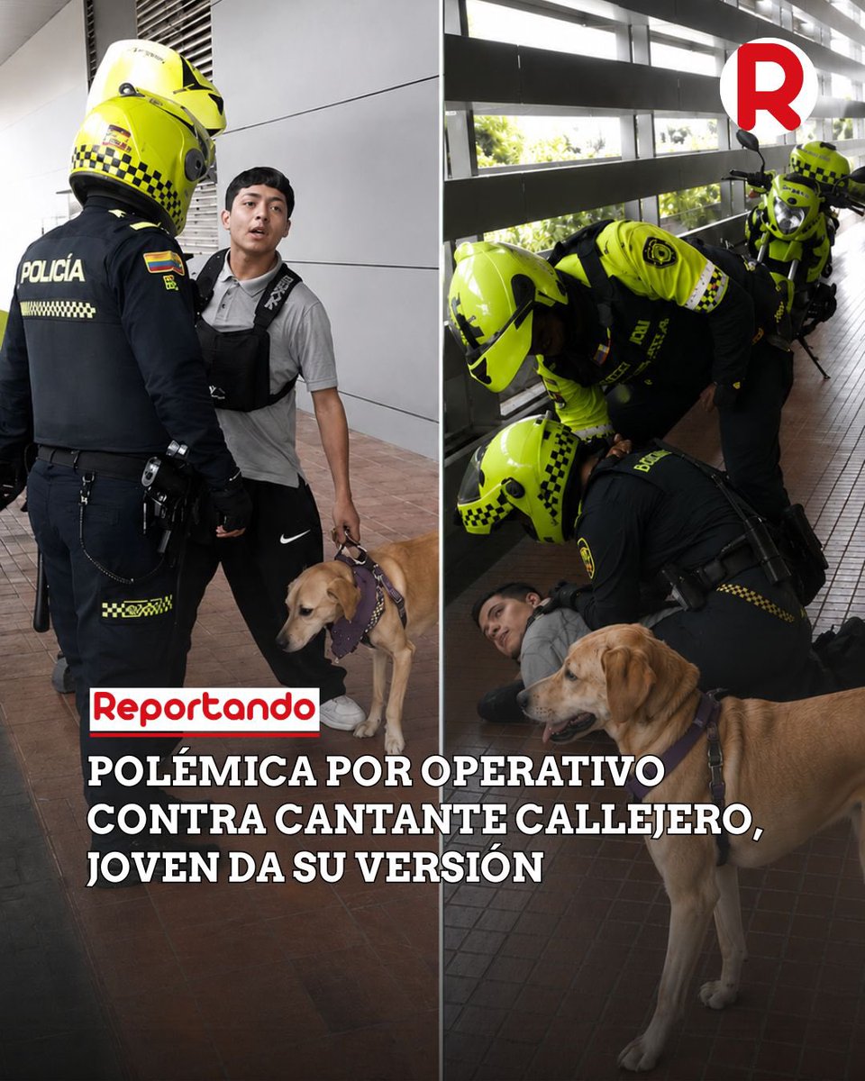 ReportandoNot's tweet photo. Polémica generó un procedimiento policial contra Juan Sebastián, músico callejero que trabaja cerca de Parque La Colina, en Bogotá.

El joven aseguró que hubo un forcejeo al intentar recuperar su celular. Su perrita Delta apareció sana y salva horas después. https://t.co/zwN0ZI5Z49