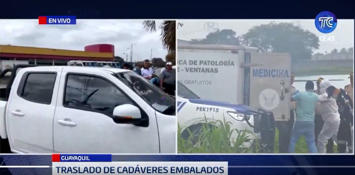 lahistoriaec's tweet photo. La confirmación más dolorosa. Los familiares de los ocho jóvenes desaparecidos en Milagro, provincia del Guayas, confirmaron sus sospechas: los cuerpos hallados en los sacos de yute en la vía Babahoyo-Jujan corresponden a los de sus parientes.
La madre de uno de los jóvenes confirmó a que se trata de los desaparecidos y otro de los familiares señaló que fue encontrada la cédula de Juan Carlos Martínez, hermano de Anthony, el propietario de la moto por cuyo trámite de compra-venta viajaron a Milagro.
Junto a los cadáveres fue encontrado un cartel que hacía referencia a disputas entre GDOs. Captura de @tctelevision