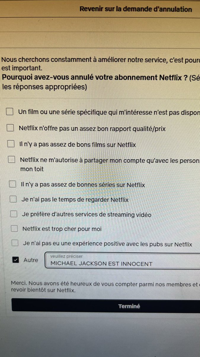 MalabarDesigner's tweet photo. J’ai cancel netflix mdr ma justification je meurs 😂 #michaeljackson https://t.co/GZoFPFvWiS