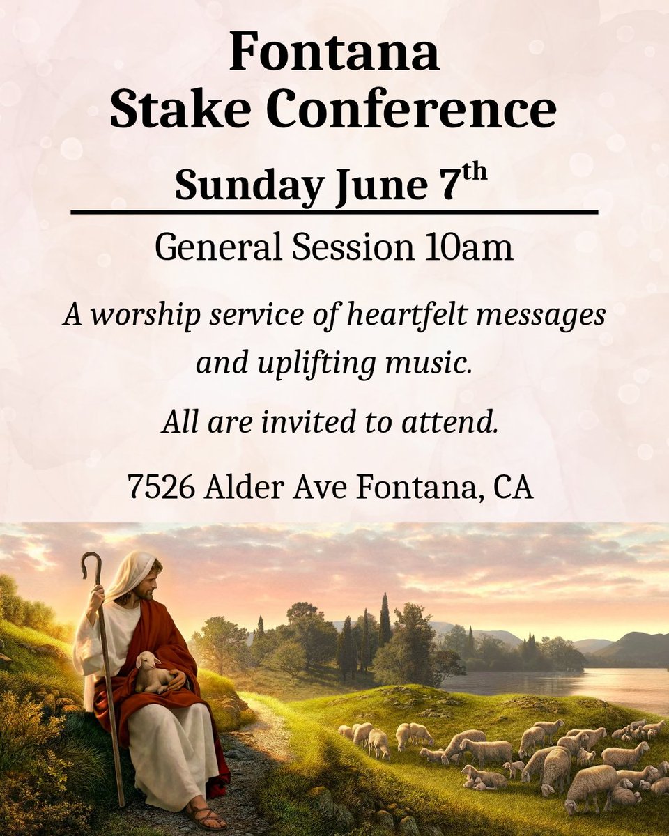 FontanaStake's tweet photo. You are invited to join us in a special worship service combining all of our congregations from across Fontana.
Come and feel the Spirit of the Lord as members share personal messages and beautiful music.
#sundayworship #Fontana #sanbernardinocounty #holyspirit #godslove https://t.co/btsbIaLETR