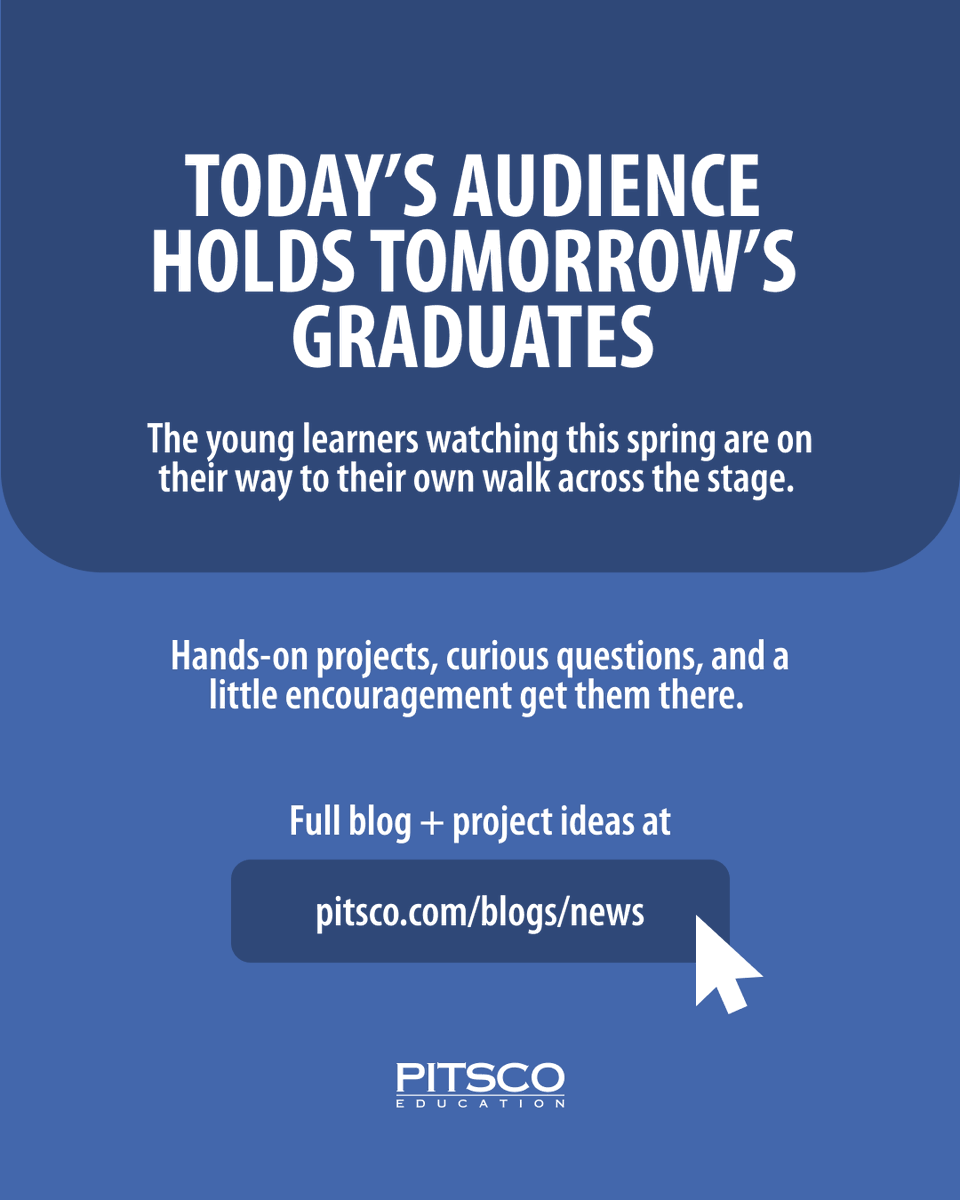 pitscoed's tweet photo. Graduation season is one of the best teaching moments of the year for kids who aren't even graduating yet. 

Here's how to turn that inspiration into year-round curiosity for your youngest learners.

Read the blog: https://t.co/QrC4fKIfOi

#PitscoEducation https://t.co/oj5xHm3fIx