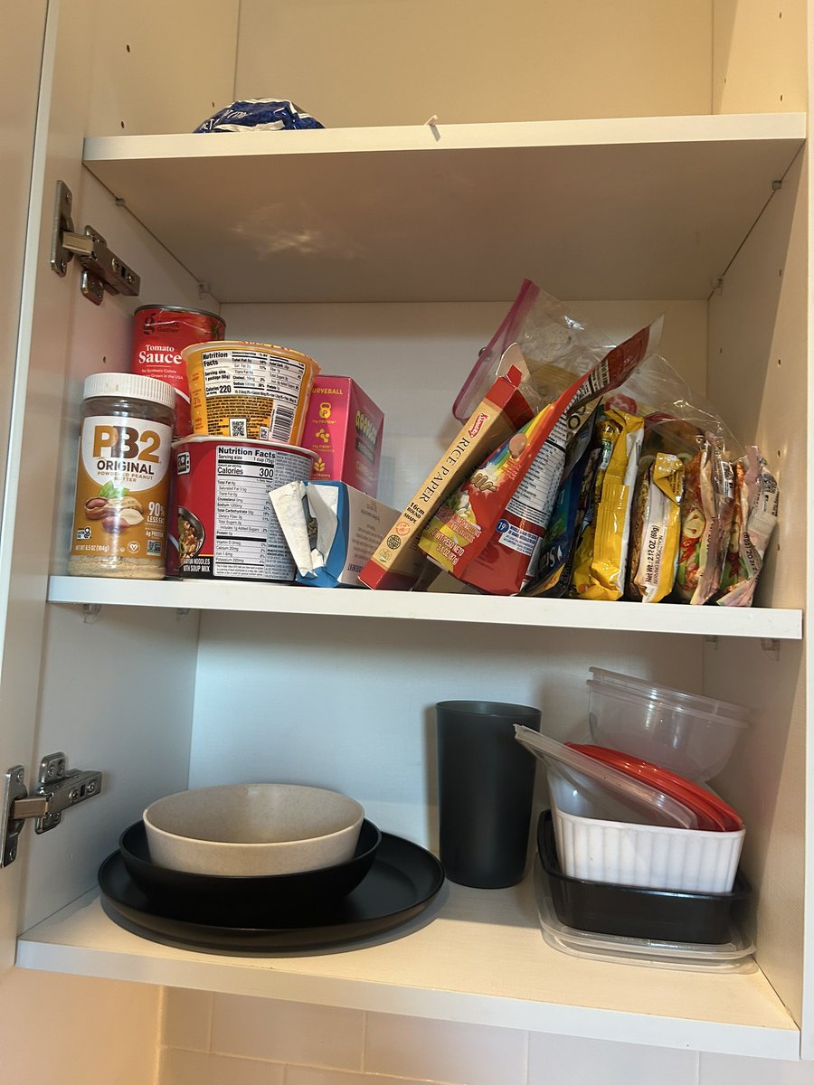 microwavegone's tweet photo. the fridge and pantry of a edtwt frequenter who lives alone https://t.co/g2hgOCqYBK