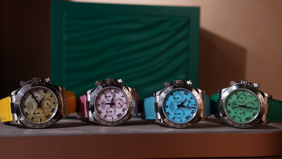 omez007's tweet photo. Would you cop the Rolex Daytona Beach Collection? 

I got to see all 4/4 of these bad boys in dubai and it is a sight to see. Me personally,  I would cop 1000% https://t.co/IcxU4h5Crk