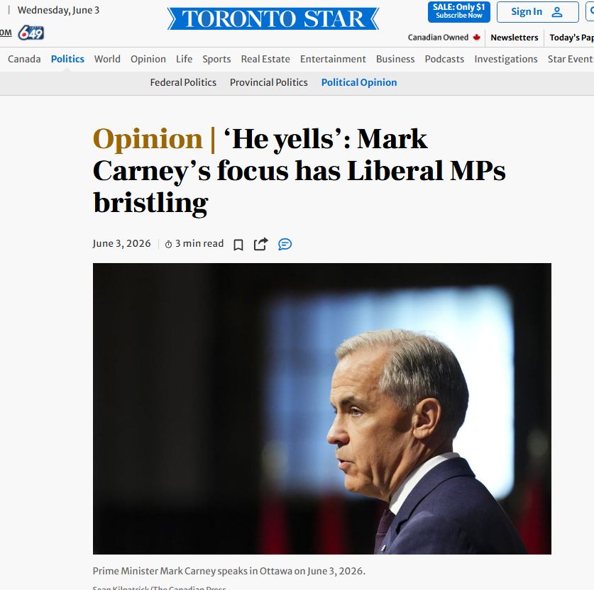 cbcwatcher's tweet photo. Liberal insiders are now openly warning about PM Mark Carney’s 'authoritarian streak'

One year in, he calls his MPs his personal 'deputies', treats Parliament like a corporate boardroom, engineers floor-crossings to manufacture majorities, stacks committees, and centralizes power behind closed doors'

There’s an authoritarian tinge to it,' one senior Liberal told the Toronto Star

He lectures the world on defending democracy... while eroding it at home. Mark Zedong @althiaraj