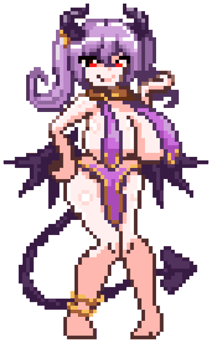 #魔物娘図鑑 #monstergirl サキュバスちゃんのドット絵、修業期間を経ていい感じに描けるようになってきた