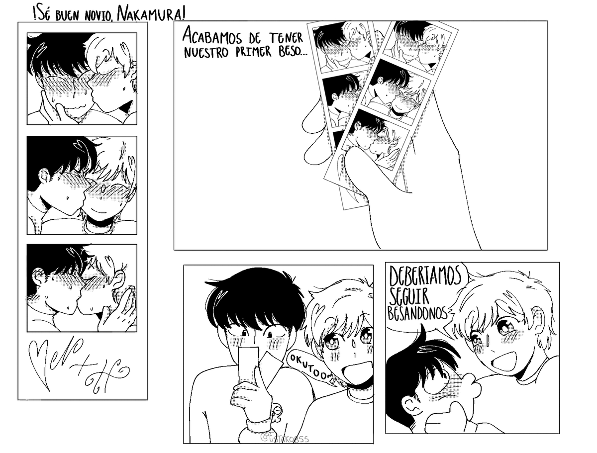 Estakobss's tweet photo. el primer beso delos bobios 
Dibujo antes de la destrucción que será el siguiente capítulo.....
#ガンバレ中村くん #ganbarenakamura #goforitnakamura #nakarose #nakahiro https://t.co/eP7twatQOE