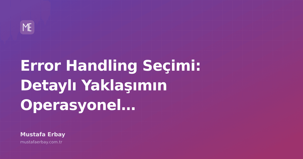 merbay86's tweet photo. Error handling'i quá detaylı yapıp operasyonu yavaşlatmanın hikayesi...
#Tutorials #ErrorHandling #SoftwareArchitecture #Operations
https://t.co/cLtaOcUJot https://t.co/aGTMVTaJNx