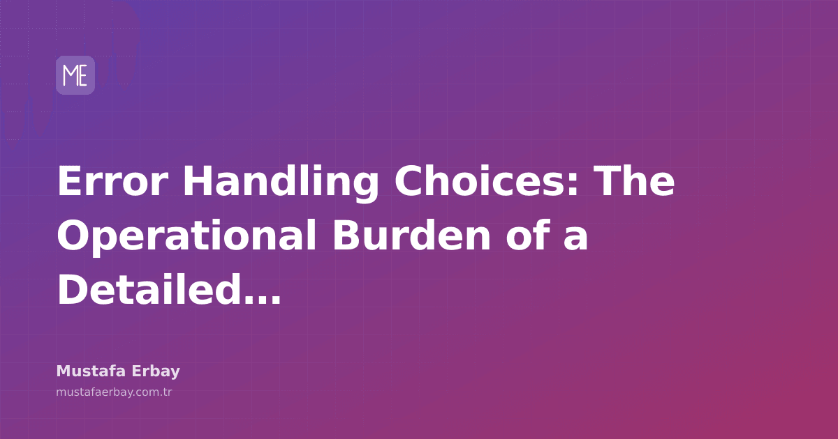 merbay86's tweet photo. "Spent years debugging code that tried to anticipate every possible error. Realized too much detail is a burden, not a benefit. Where do you draw the line betw…
#Tutorials #ErrorHandling #SoftwareArchitecture #Operations
https://t.co/xN6IN73n1A… https://t.co/nLQKDj6smj