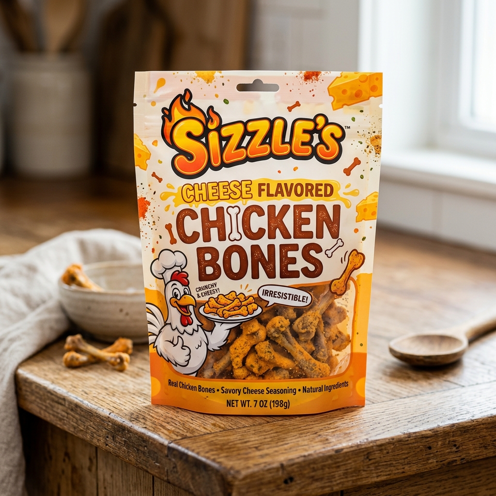 NftSizzle's tweet photo. "Sizzle" brand (Cheese Flavored Chicken Bones)

#SizzleBrand 🐔 https://t.co/6dwmjyTyYK