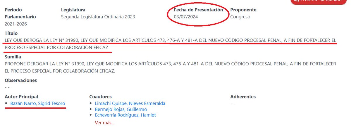 alvaroreyesq's tweet photo. Roberto Sánchez presentó ayer un proyecto para derogar ley que pone plazos a la colaboración eficaz, una ley "procrimen". Sin embargo, ya su colega Sigrid Bazán tuvo esa idea hace DOS AÑOS y su iniciativa está en comisión y Sánchez no movió un dedo para impulsarla. 🧵 https://t.co/Fpw5e88la2