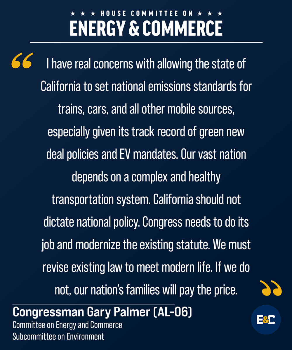 HouseCommerce's tweet photo. America’s environmental policies should reflect the realities of today—not the last century.
 
Today’s Environment hearing discussed how Clean Air Act modernization will help bring environmental protections into the modern age.
 
Read more about today’s hearing ⬇️ https://t.co/E3dRFFJQ52