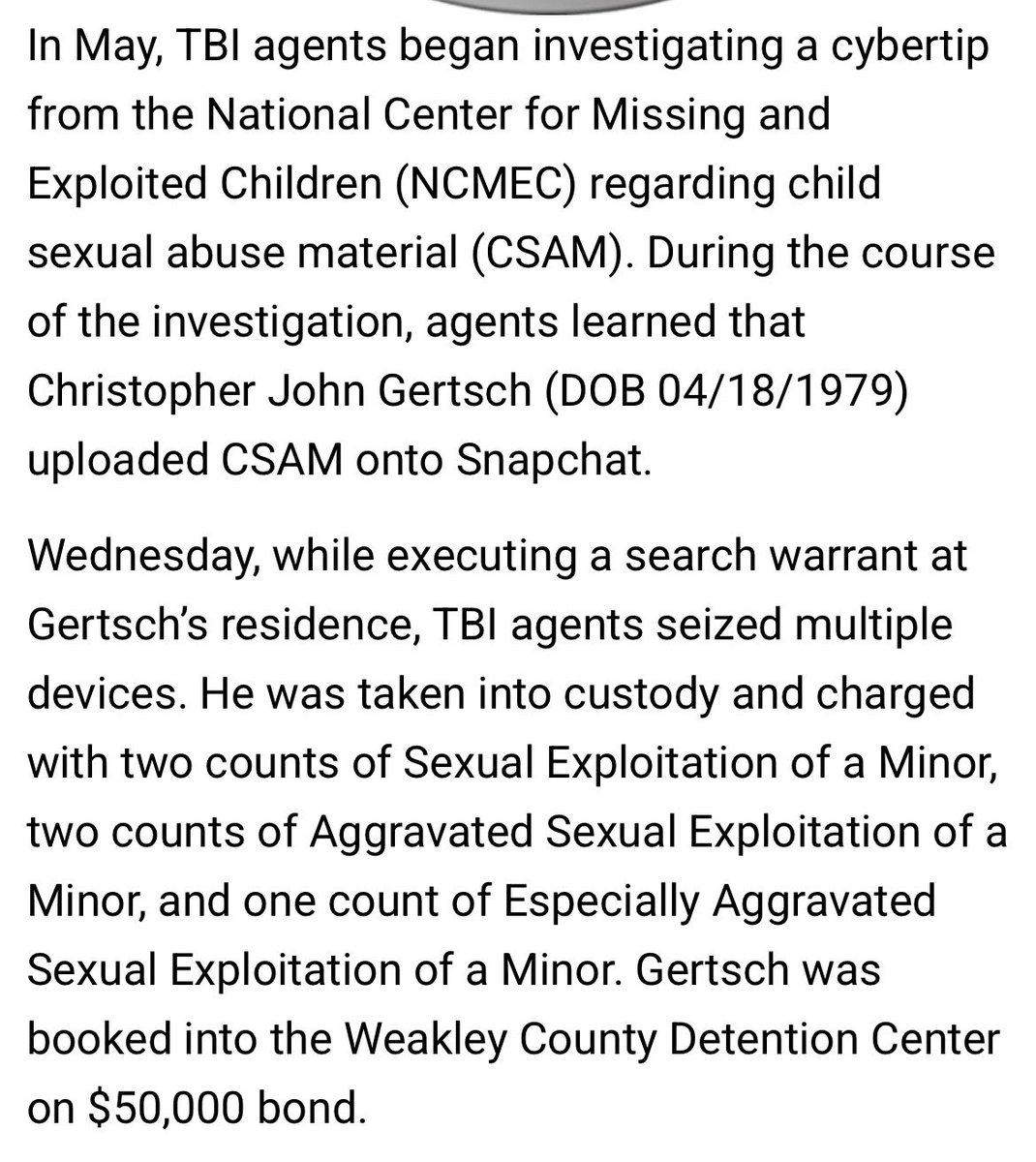 PredBust's tweet photo. Arrested 911 Dispatcher

FORMER WEAKLEY CO. 911 DISPATCHER CHARGED WITH SEXUAL EXPLOITATION OF MINOR https://t.co/PB7oiNw5tp