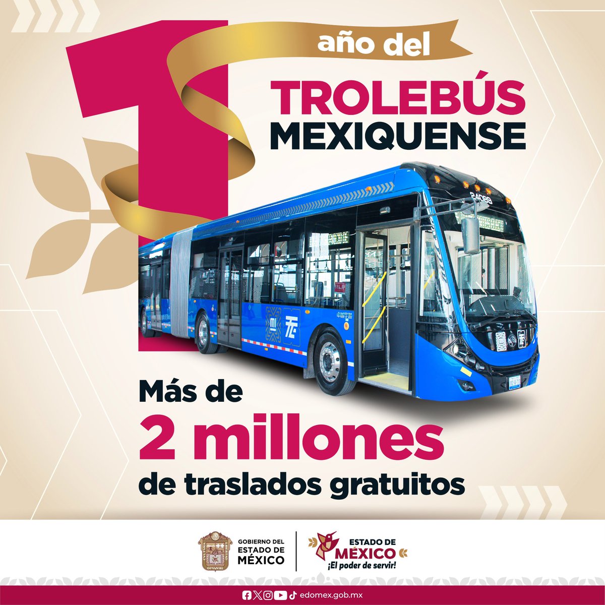 delfinagomeza's tweet photo. El Trolebús Mexiquense cumple un año de entrar en operación y ahorrar tiempos de traslado a millones de mexiquenses, y donde personas de la tercera edad, con discapacidad y niños menores de cinco años han podido viajar de manera gratuita.
#ElPoderDeServir https://t.co/IdJLg86Ge0