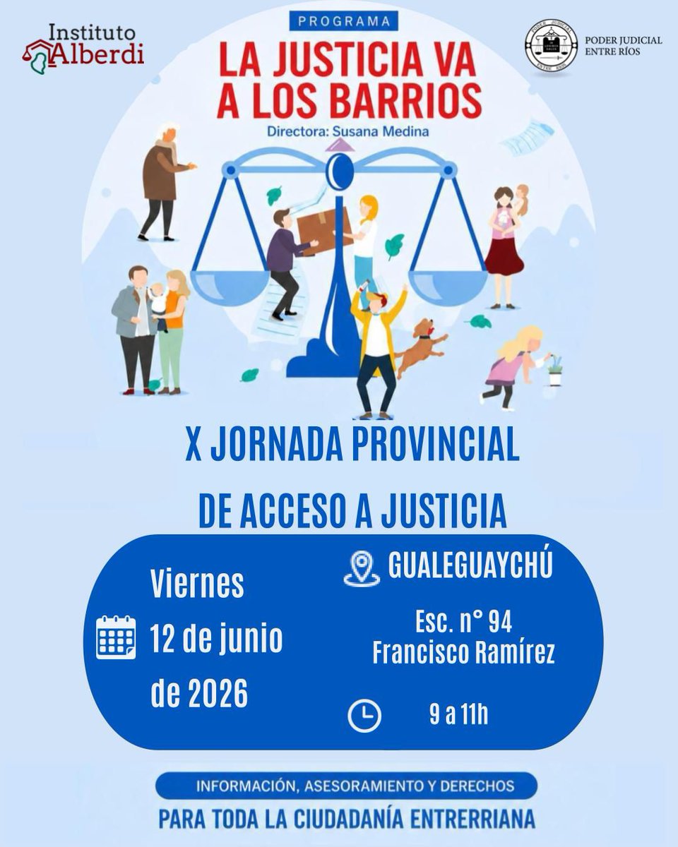 Urdi24's tweet photo. 1/6 ⚖️ ¿Cuesta llegar al centro y el pasaje de colectivo está imposible? La brecha económica no puede ser una barrera para acceder a tus derechos. Por eso, el programa "La Justicia va a los barrios" vuelve a salir a la calle en Gualeguaychú. Fechas y qué podés tramitar 👇 https://t.co/zvBFJCKvAq