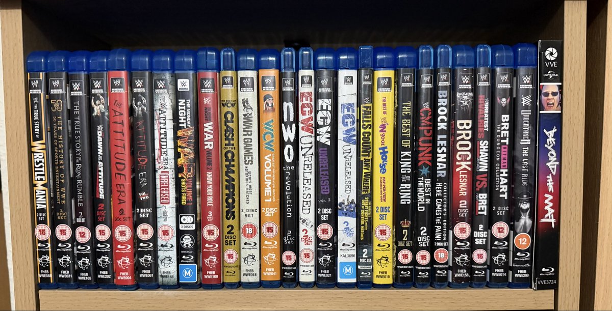 Thomas_Goodearl's tweet photo. With the @WWENetwork no longer a thing and so much content still not on @netflix I have had to resort to seeking out old @WWE Blu-Rays to fill the void. Especially with #ECW &amp; #WCW content. https://t.co/0u4sWyqIPS